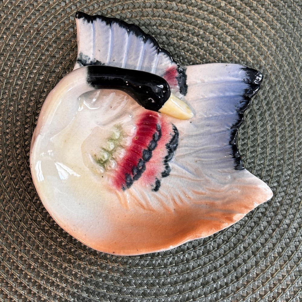 Vintage Japanese Trinket Dish Bird Mallard Duck Ceramic Vintage Pristine MCM EUC - Picture 1 of 5